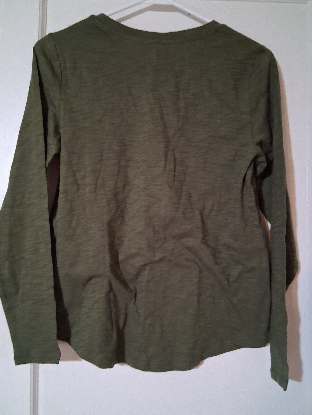 Old Navy Olive Green EveryWear Long-Sleeve Crew-Neck T-Shirt Women's Size XS - Picture 5 of 8